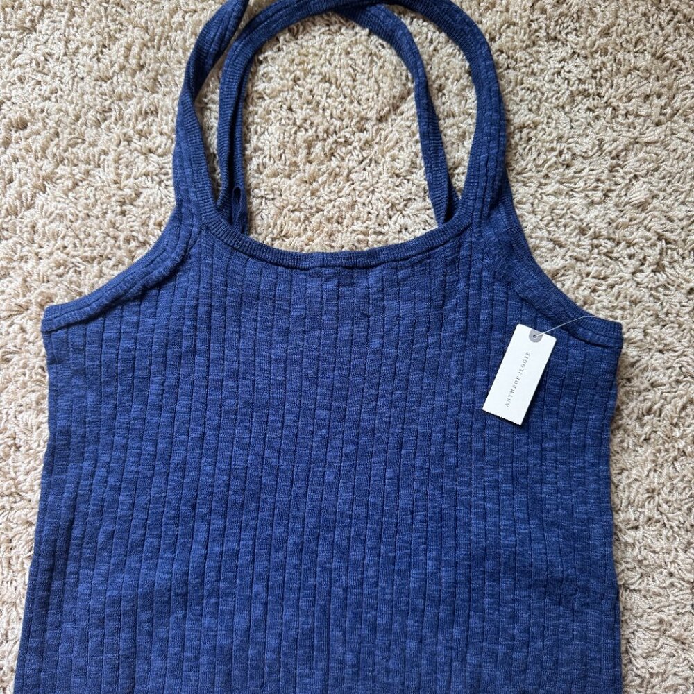 Anthropologie Pilcro Blue ribbed lightweight sweater with criss cross back-XL